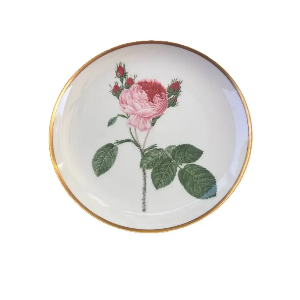 7 Vintage Hutschenreuther Germany Roses Of Redoute Plates Hamilton Collection